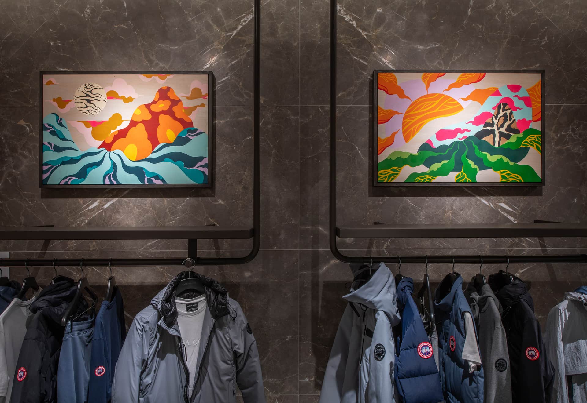 Water on Kasei and Wild Horizon by Vanna Black at Canada Goose, Phipps Plaza, Atlanta