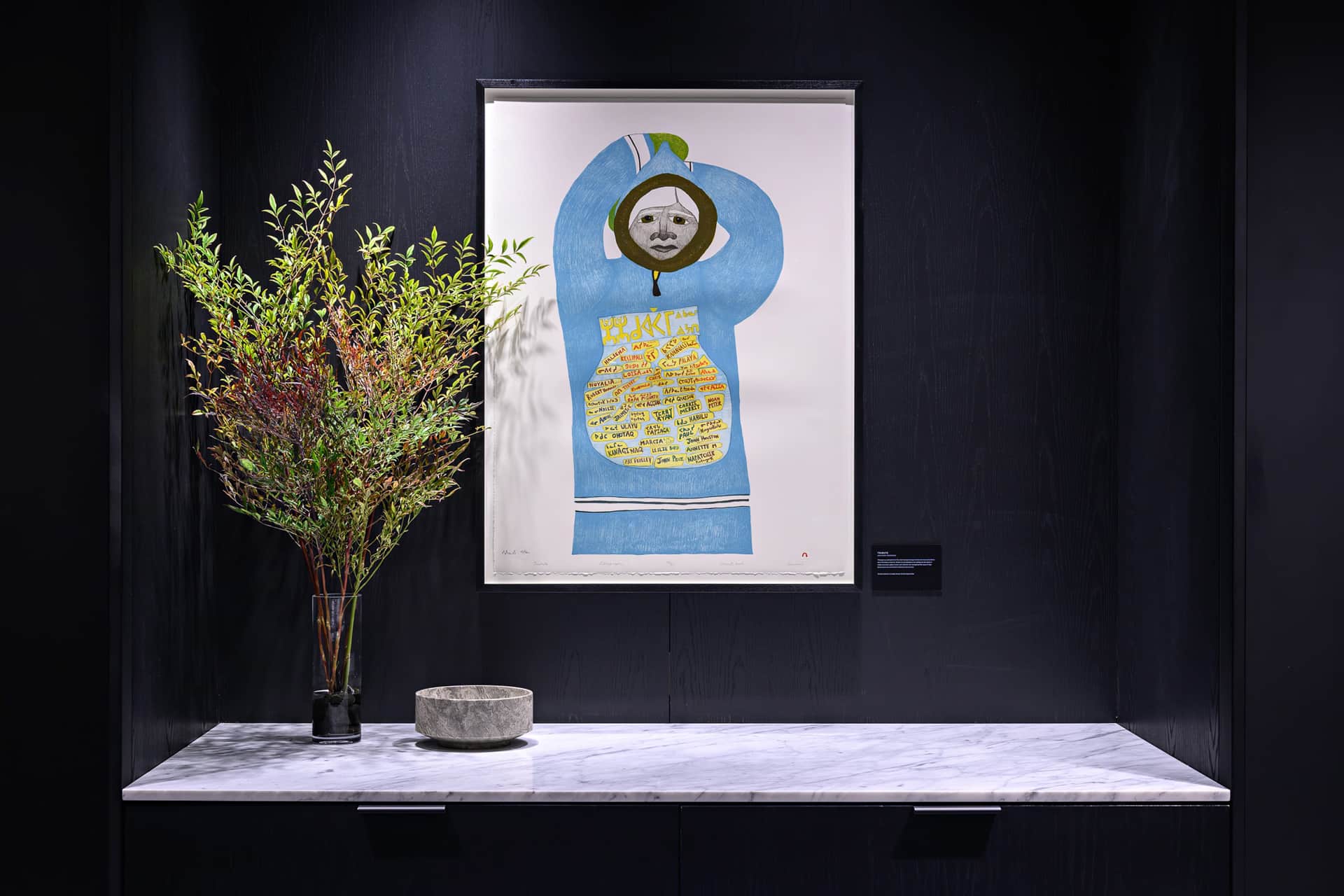 Shuvinai Ashoona, Tribute, 2010, installed at Canada Goose, West Edmonton Mall